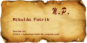 Mikulás Patrik névjegykártya